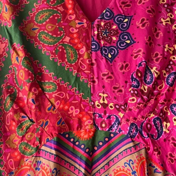 Farm Rio Colorful Bandana Tie Waist Midi dress size L - Picture 11 of 11